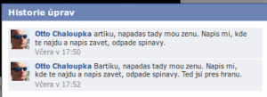 Chaloupkovo vyhrožování pod příspěvkem